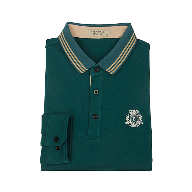 Футболка мужская с длинным рукавом хлопковая рубашка лацканами Топ свободный