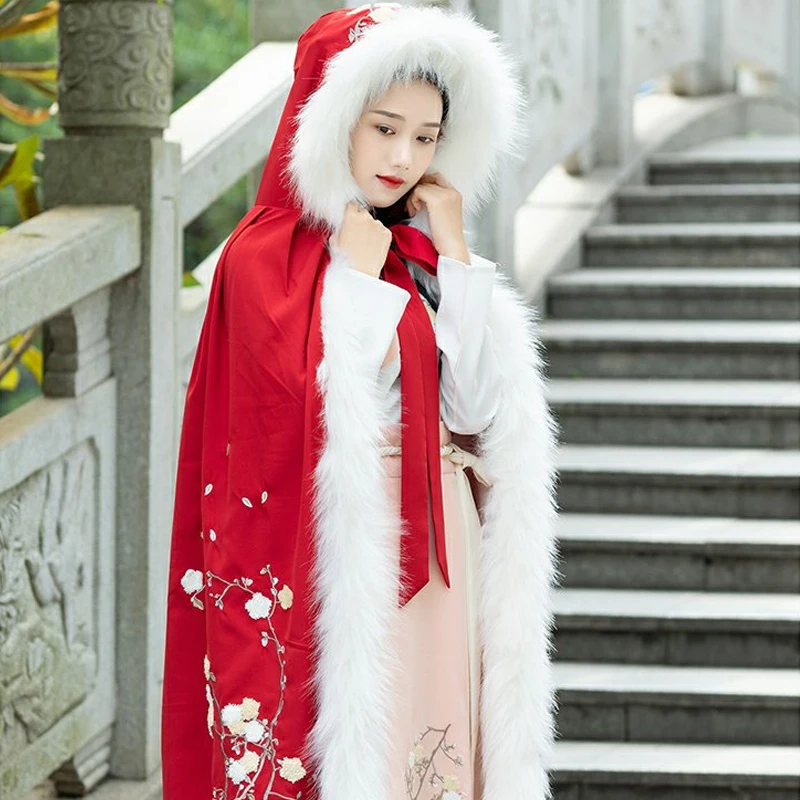 Новый осенне-зимний плащ Hanfu с вышивкой китайское традиционное старинное женское