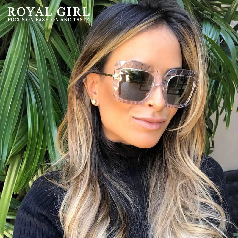 Королевский Девушка квадратные женские очки от солнца негабаритные