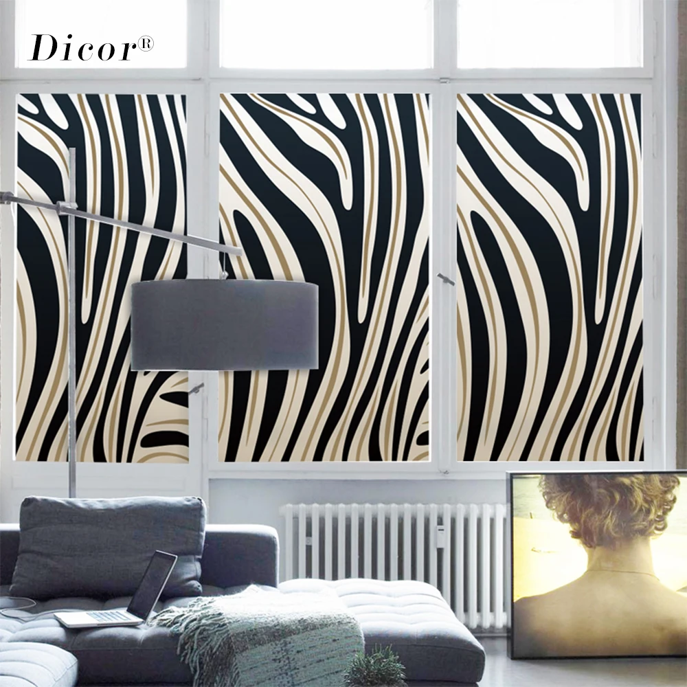 Модные полосы Зебра статические цепляться Декоративные Окна Пленка