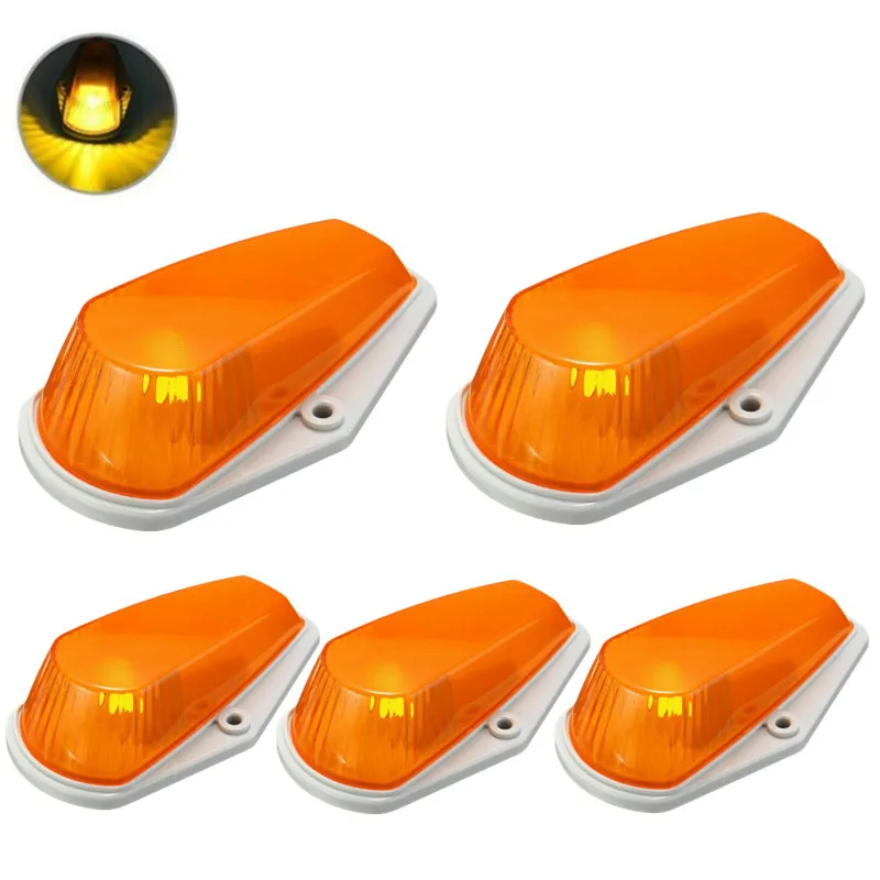 

5Pcs 12V Cab Roof Marker Lights Signal Lamp LED For Ford Pickup F150 F250 F350 1980-1997 With T10-12SMD Amber White Black