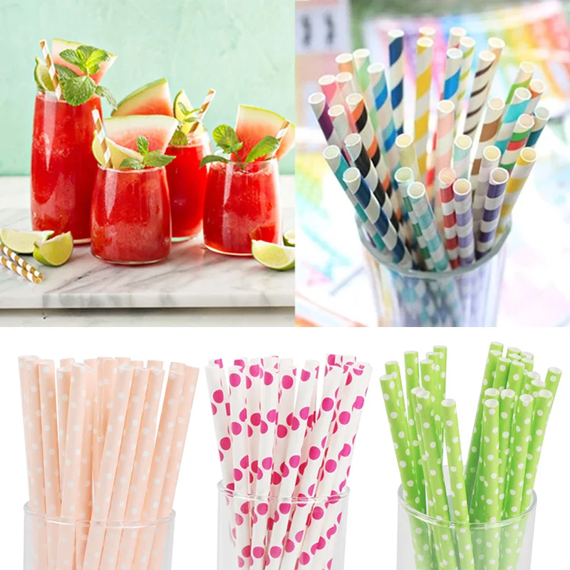 25 шт. бумажные соломинки для напитков золотые полосатые с фламинго питья Детские