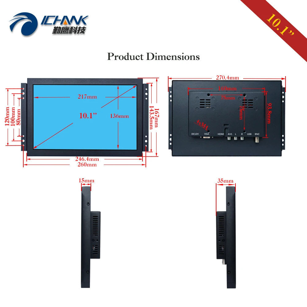 K101TN-ABHUV-H/10.1&quot1920x1200 IPS LCD Screen Built-in Speaker Open Frame Monitor/10.1 inch HDMI High Resolution Embedded Display - купить