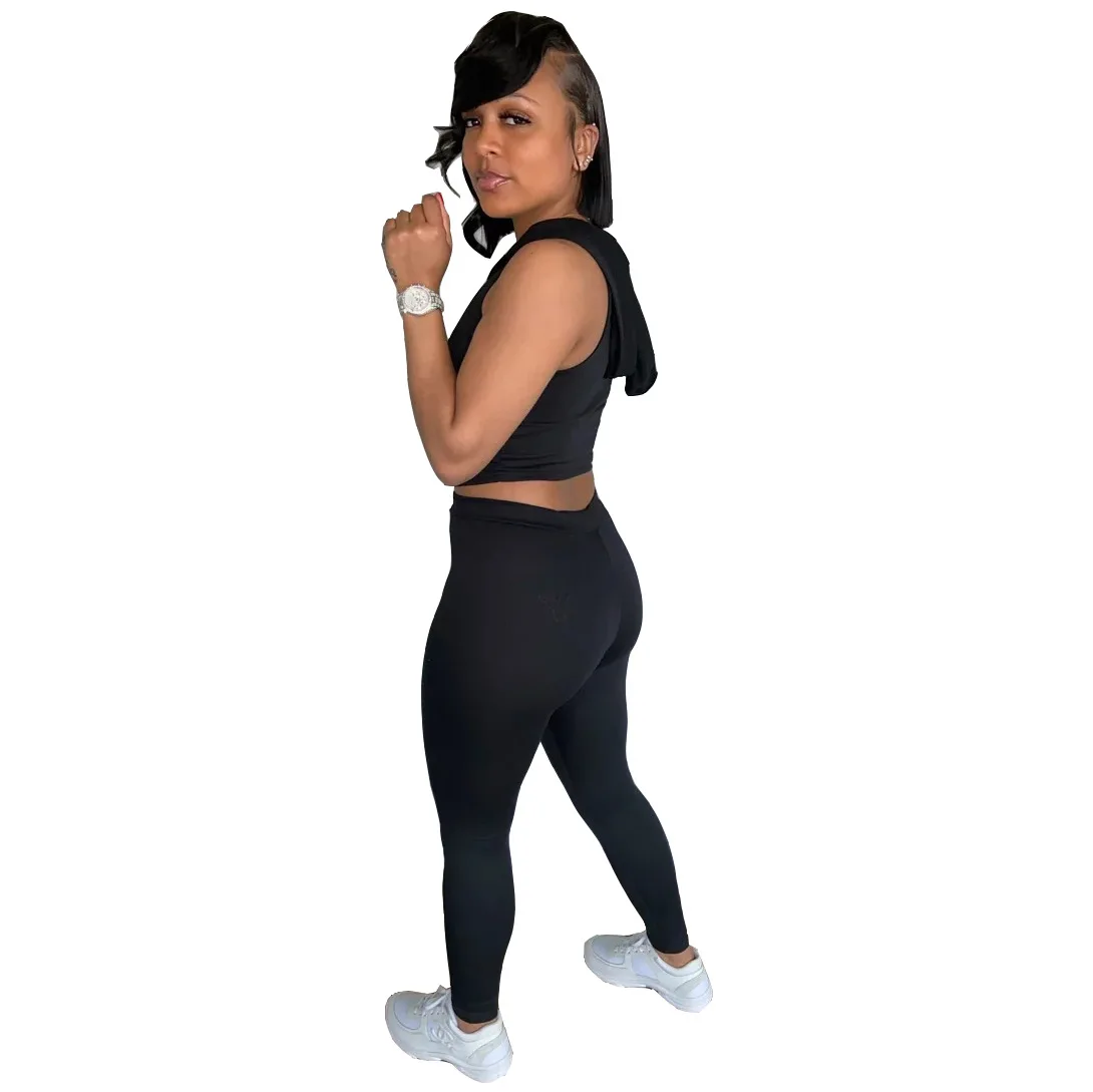 

women work out gym sets 2 piece corset zipper hooded sweatshirts+pencil pants activewear matching sets sportswear tracksuit