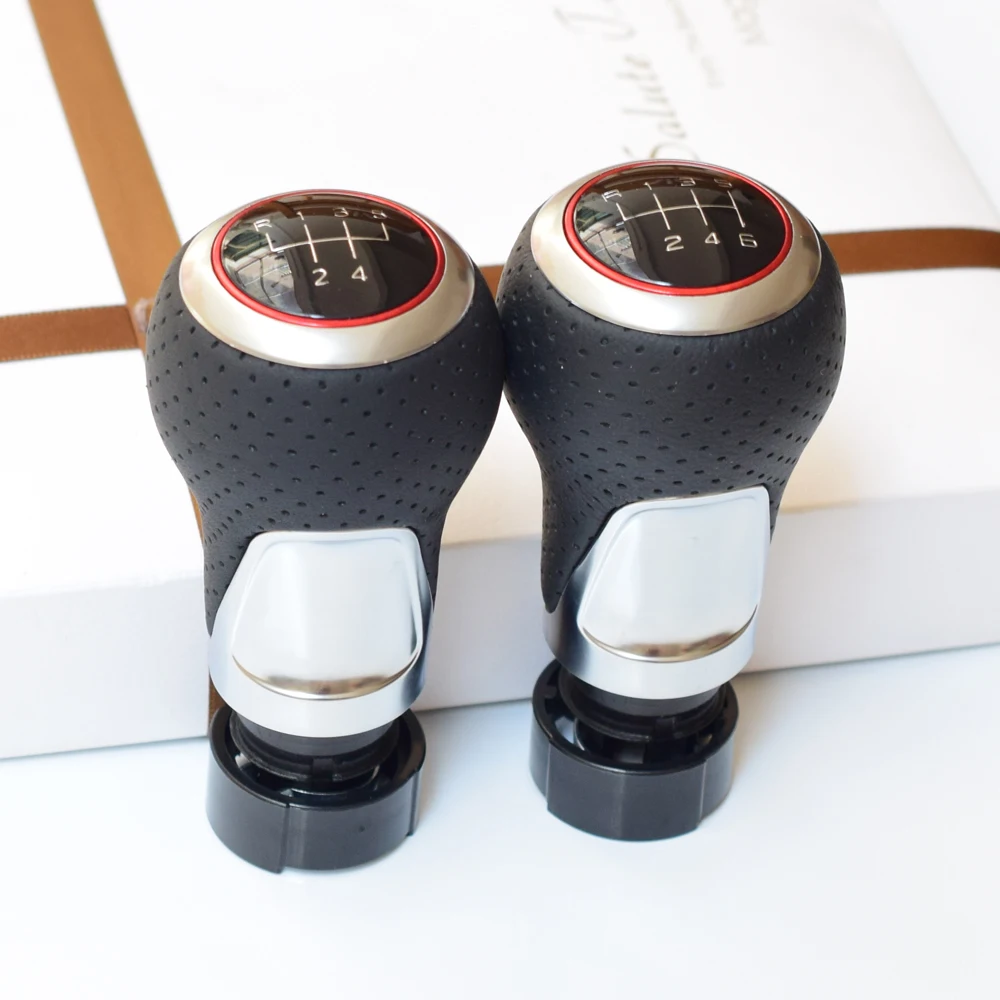 5/6 скоростная кожаная красная ручка переключения передач хромированная женская