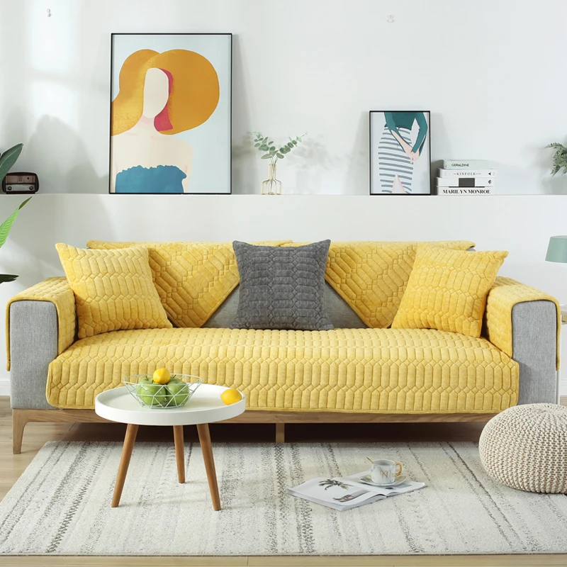 Плюшевая подушка для дивана ткань скандинавский простой диван задняя крышка