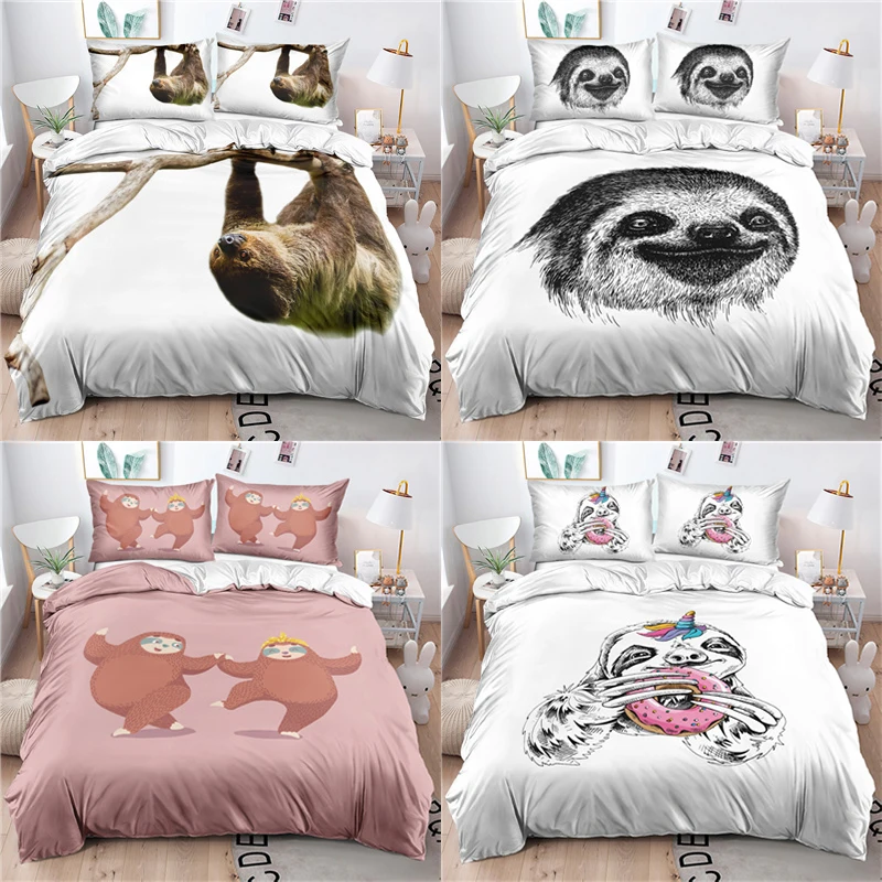 

3D Ленивца, пододеяльник, наволочки для подушек, 2-3 шт. Твин Полный Queen King Размеры набор постельного белья Home Textiles, все сезоны б/у