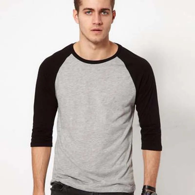 

Spring Men O-Neck Cotton 3/4 Sleeve T-shirt Casual T shirt Raglan Jersey Shirt Hot