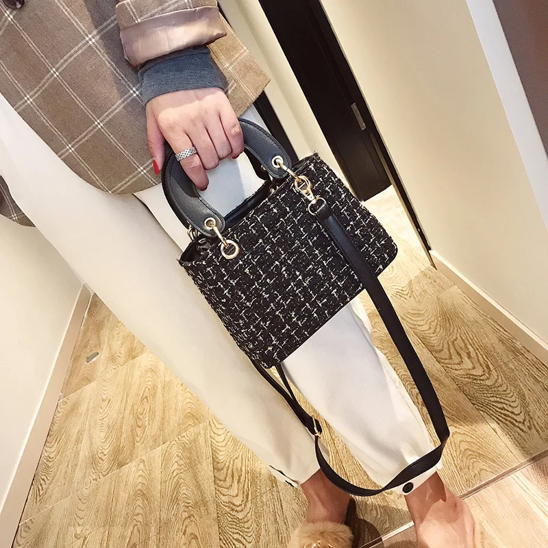 Новинка женская простая шерстяная квадратная сумка-слинг в Корейском стиле