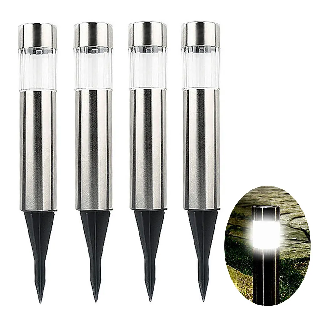 4Pcs Easy Install Yard Ground Insert Decorative Outdoor Garden Pathway Bright Modern Solar Light Step Nightlight Waterproof LED |