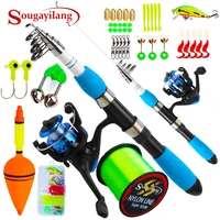 sougayilang 1 0m 2 7m fishing rods and reels travel telescopic spinning fishing rod set with accessories full fishing tackle kit