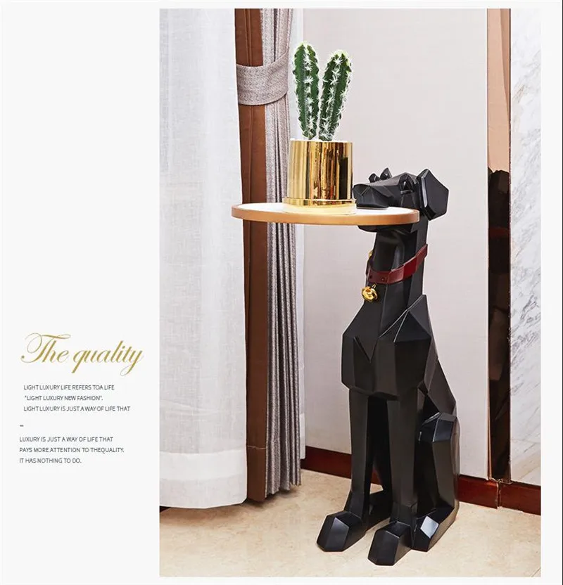 

mordern Nordic Light Luxury Table Floor Decoration Doberman Dog Living Room TV Cabinet Sofa Corner Home Decor Geometric Animal