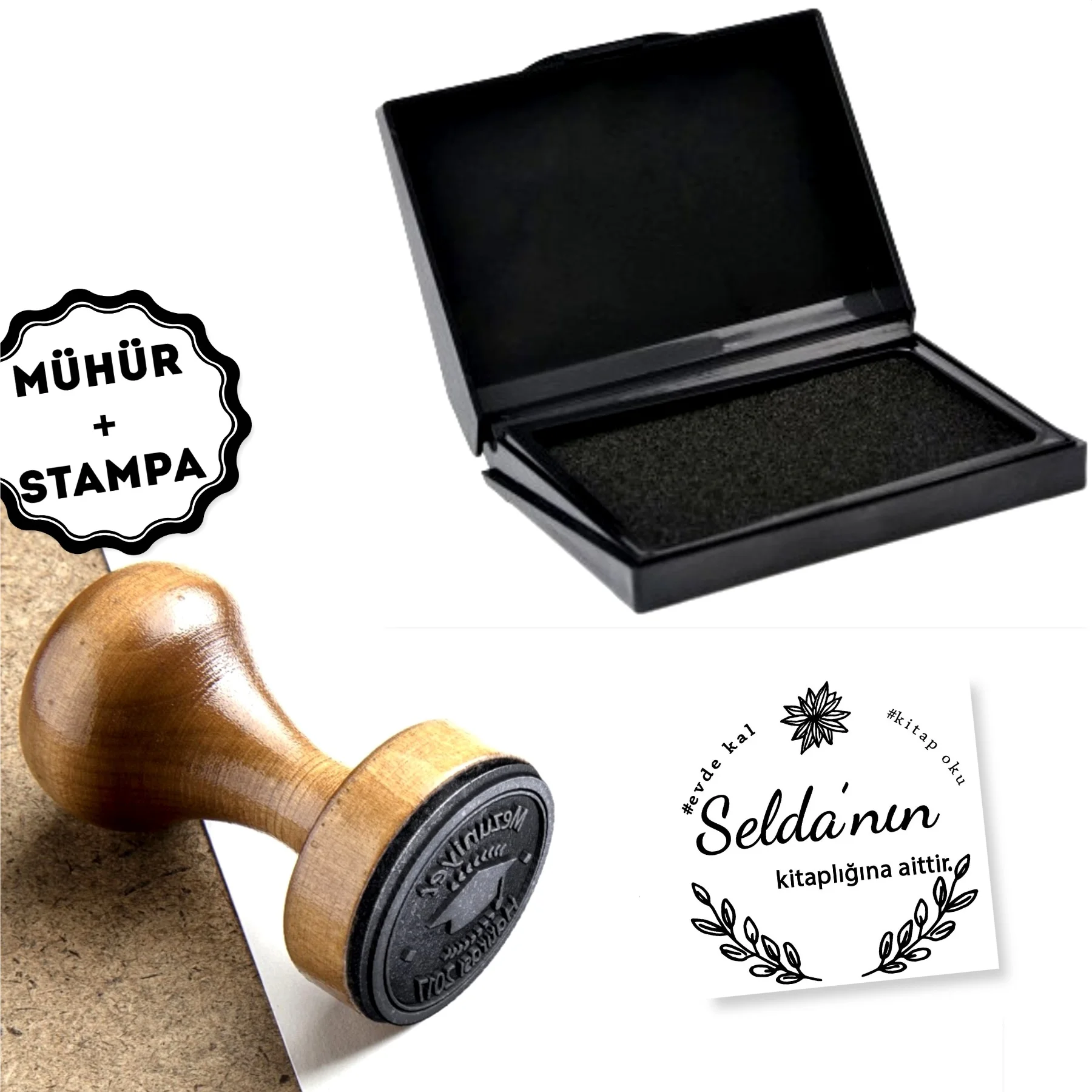 

Personalized Name Written Wood Book Seal-A820