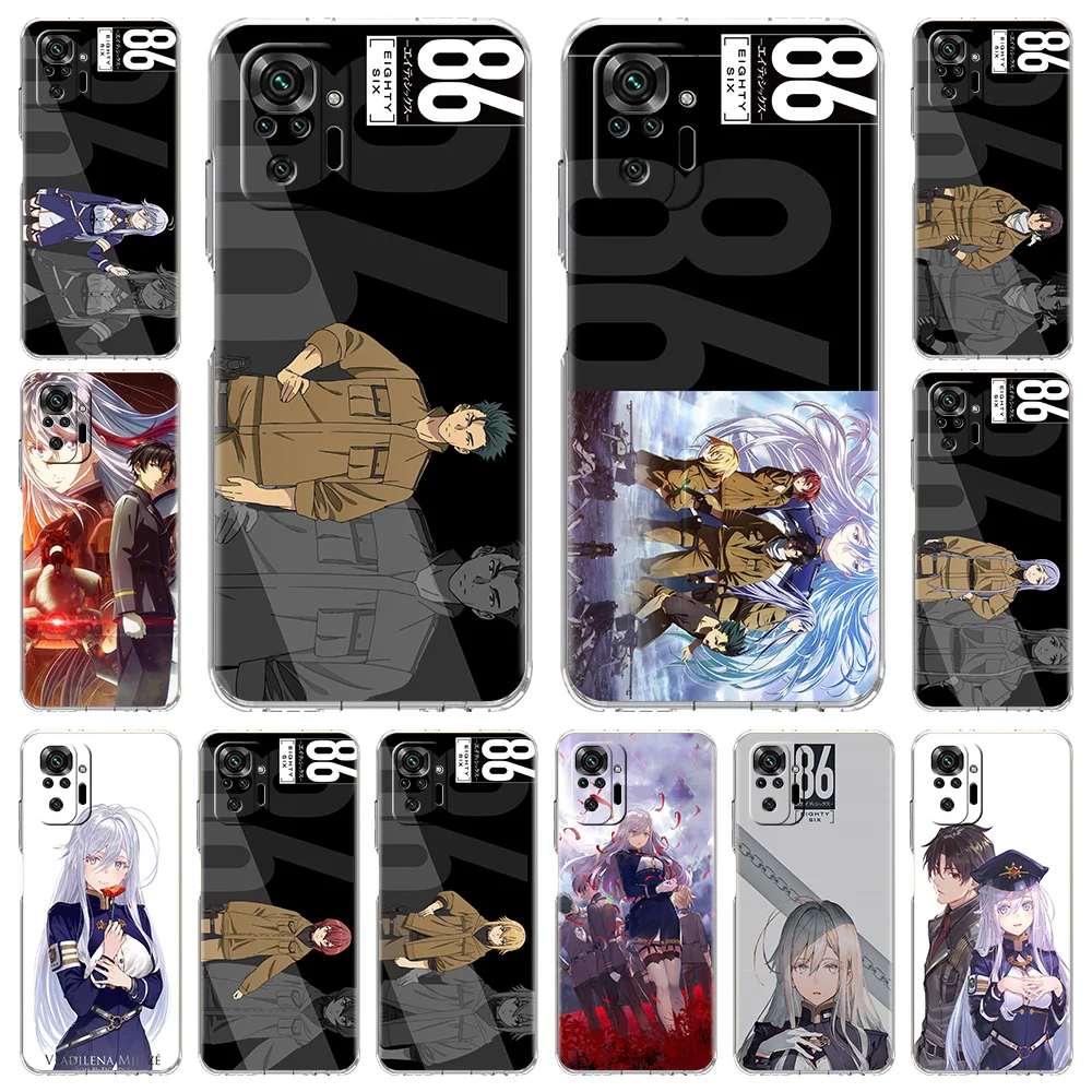 

Phone Case For Xiaomi Poco X3 NFC M3 F3 Redmi Note 9S 9 8 10 Pro 7 8T 9C 9A 8A K40 Soft Silicone Clear Cover 86 Eighty Six Anime