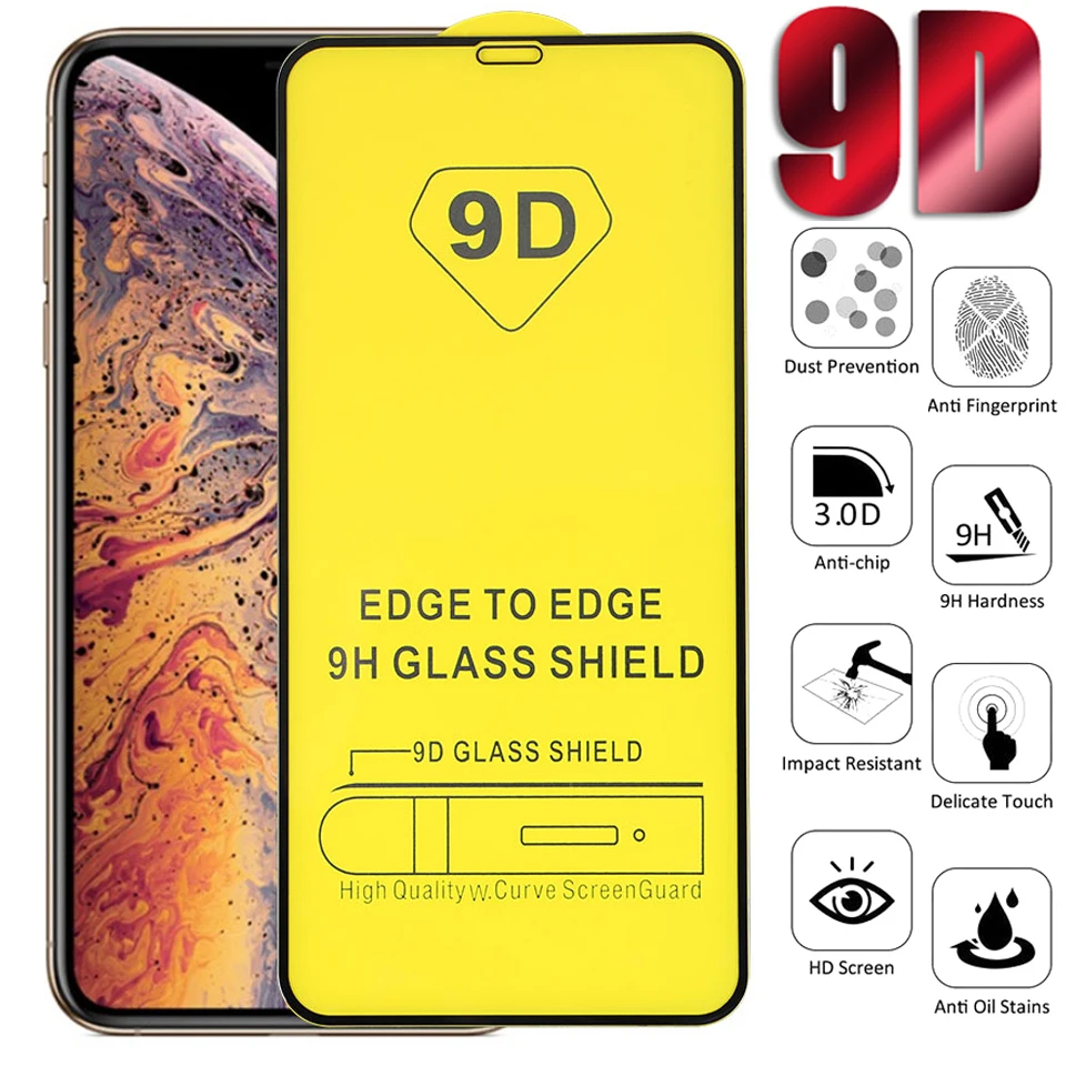 

5Pcs 9D Tempered Glass For iPhone 11 12Mini 12 Pro Max Screen Protector Film For iPhone X Xr Xs Max 6 7 8 Plus Full Cover Glass