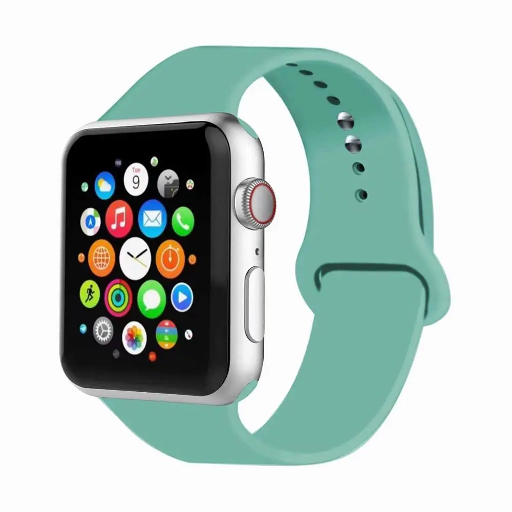 Marine Green Joyozy Sports soft silicone interchangeable apple watch band 42mm 38mm 40mm 44mm for iWatch series 5/4/3/2/1 apple watch band - Цвет ремешка: Marine Green