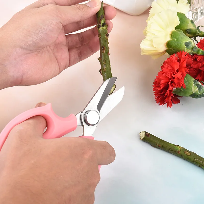 

Stainless Steel Flower Shears Teaching Garden Scissors Florist Pruning Cut De-Thorn Garden Arrangement Tools Flower Trimming