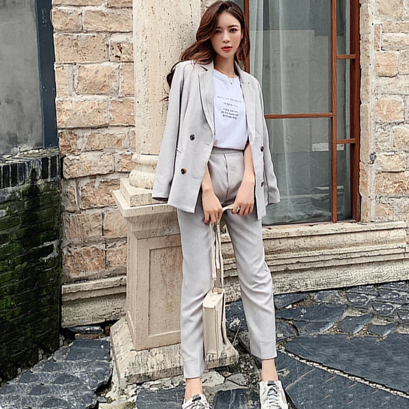 Женский блейзер с вырезом лодочкой и брюки эластичным поясом | Женская одежда