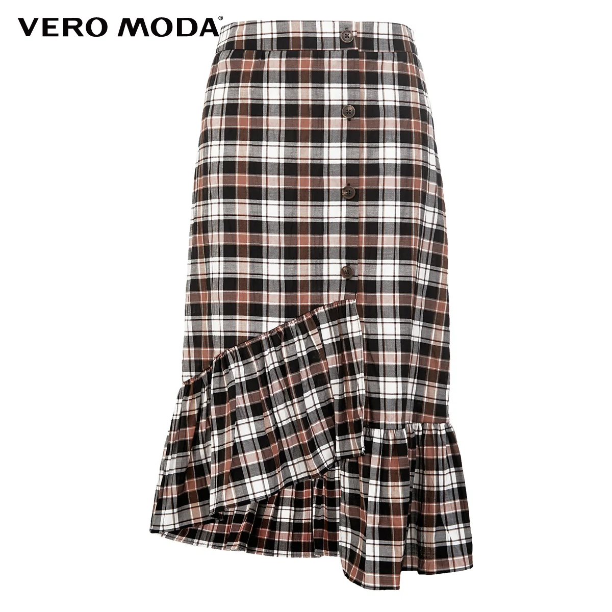 

Vero Moda Women's Plaid Buttoned Irregular Hem Skirt | 319316517