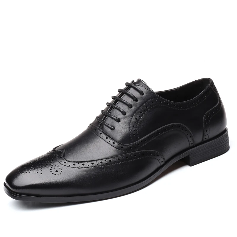 

2022 Men Dress Shoes Formal Wedding Party Leather Retro Brogue Shoes Luxury Brand Men's Oxfords