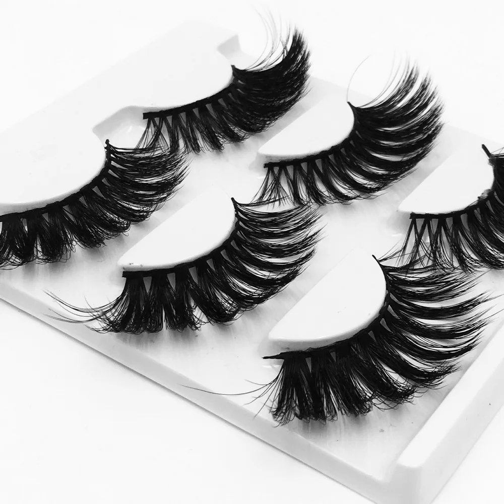 3 пары 3D натуральные накладные ресницы норковые мягкие для наращивания макияж 27