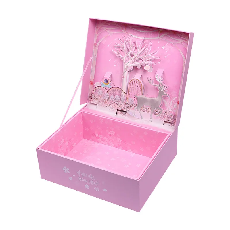 

Spot flip stereo packaging box children's stationery gift box Valentine's day birthday gift box wedding companion gift box