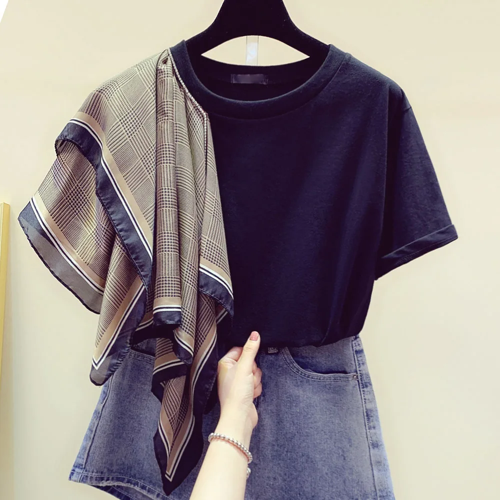 Футболка женская Асимметричная с оборками топ в Корейском стиле круглым вырезом