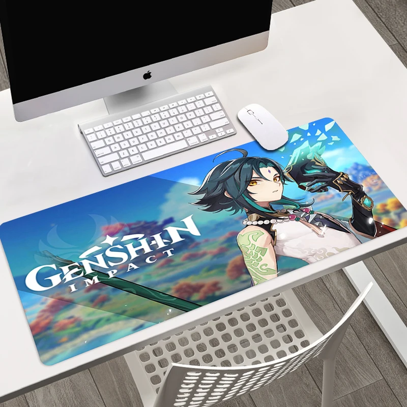 

Large Mouse Pad Genshin Impact Gaming Accessories XXL PC Laptop Gamer 80x30 Mousepad Anime Antislip Mat Keyboard Desk Mat Carpet