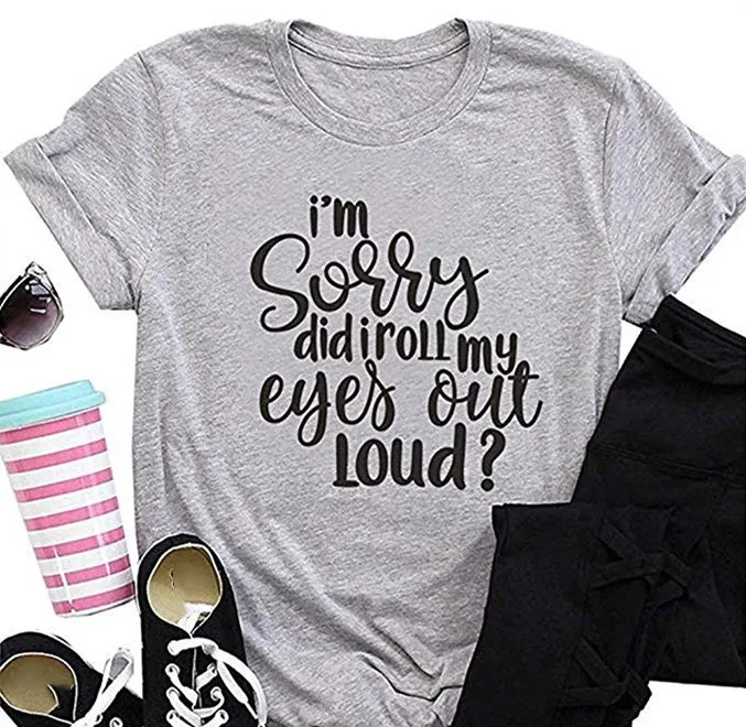 

Женская футболка с коротким рукавом, извините за то, что я переворачивала глаза, женская летняя хипстерская футболка, Повседневная футболка...