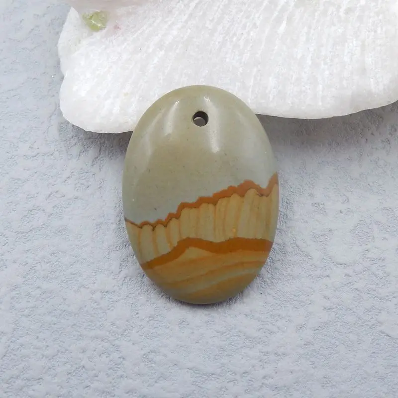 Natural Stone Us Biggs Jasper Semi-precious Necklace Pendant Bead 35x25x6mm 8g Beauty Jewelry | Украшения и аксессуары