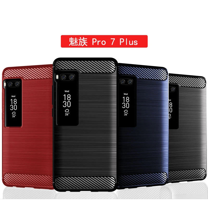 Мягкий чехол для Meizu Pro 7 Plus силиконовый бампер на карбоновое волокно мягкий TPU