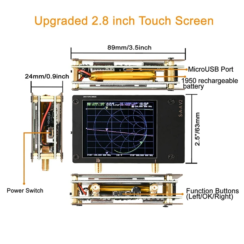 

NanoVNA S-A-A-2 V2 Vector Network Analyzer 10KHz-3GHz HF VHF UHF Antenna Analyzer 2.8 Inch, Measuring Duplexer