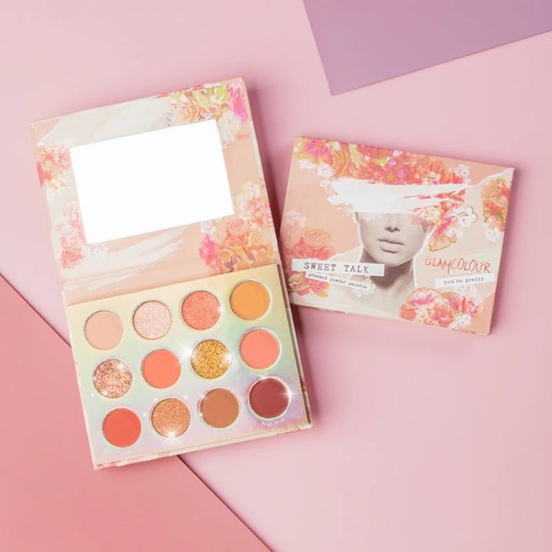 

color 12 color eyeshadow palette earth color pearlescent matte glitter