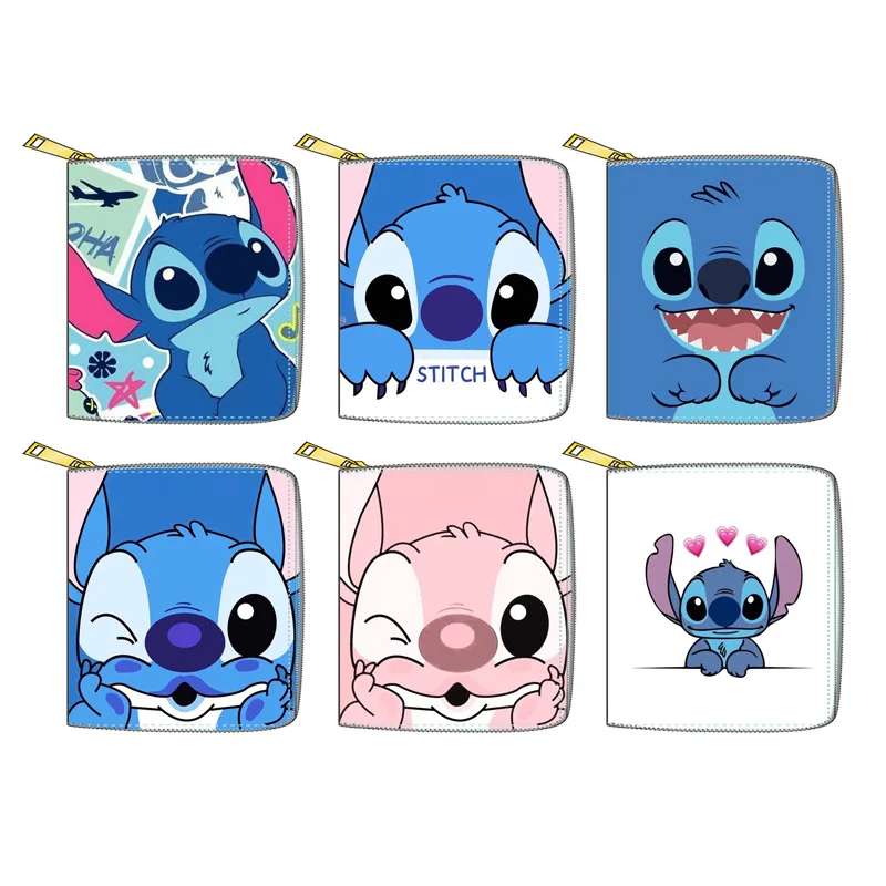 Новинка кошелек для монет Disney Stitch из ПУ кожи короткий маленький на молнии Длинный