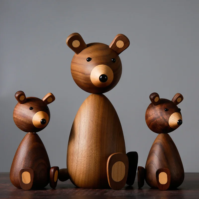 Маленькие деревянные украшения в виде медвежат для декора, мебели, рукоделия, отправки, маленьких подарков, игрушек и украшений для дома.