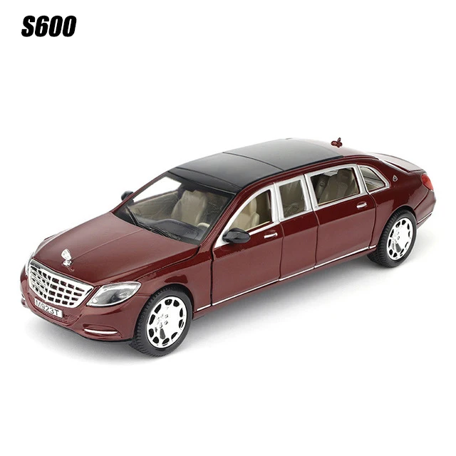 M923T-6-RD 1:24 S600 Limousine Diecasts& Toy Vehicles металлический сплав 6 модель автомобиля с открытой дверью с огнями и звуками игрушки для детей Подарки - Цвет: M923T-6-RD