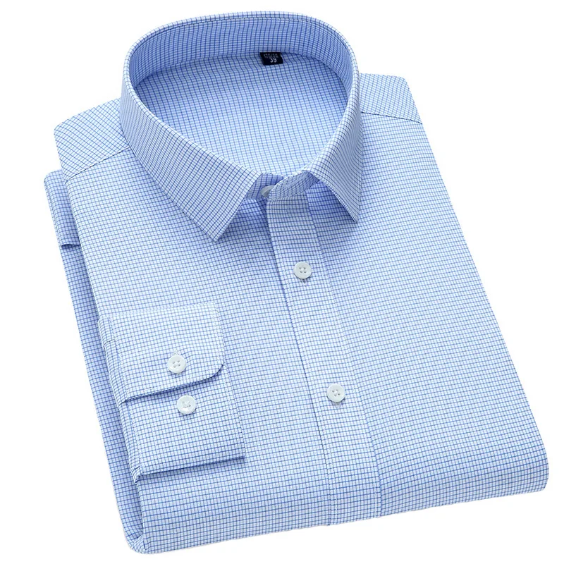 Aoliwen Brand 2020 autumn men's business casual striped shirt classic fine grain plaid long-sleeved shirt men's formal shirt