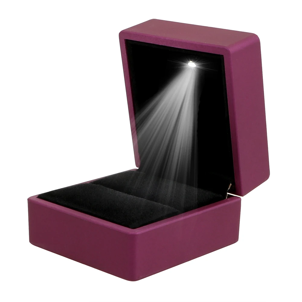 

1pcs Jewelry Display Case For Wedding Engagement LED Lighting Earrings Ring Box jewelry Rubber Storage