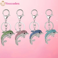 yexcodes dolphin crystal metal car pendant key chain key ring ladies bag key chain pendant gift direct shipping