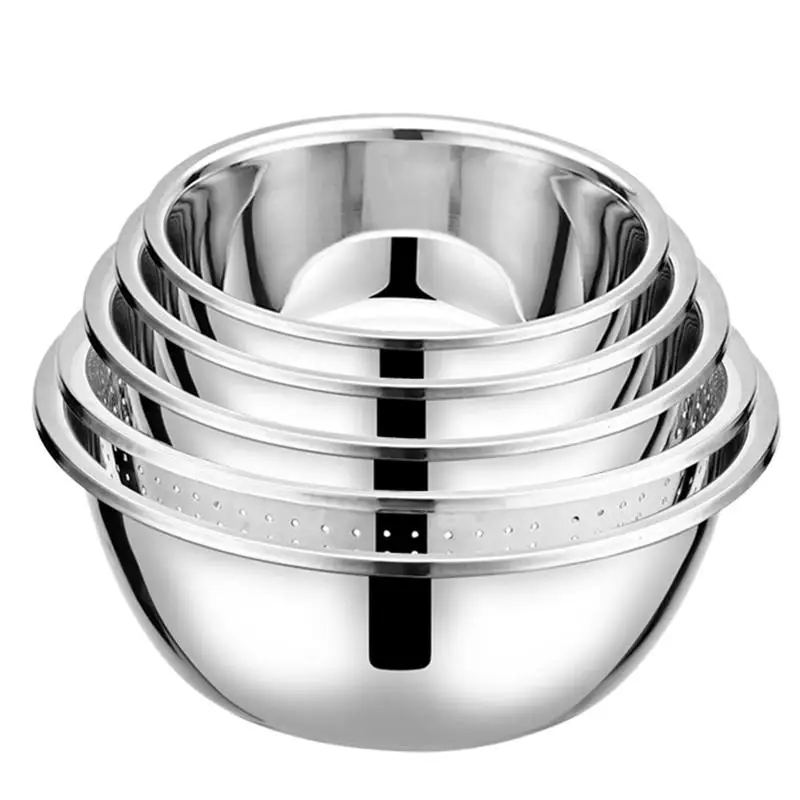 

5Pcs Stainless Steel Vegetable Washing Basin Rice Washing Sieve Cleaning Basins