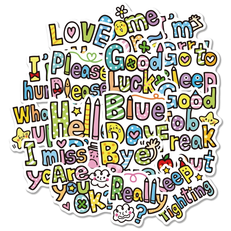 

Наклейки с английскими буквами 40 шт., классные водонепроницаемые наклейки для ноутбука, скейтборда, мотоцикла, автомобиля, детские наклейки