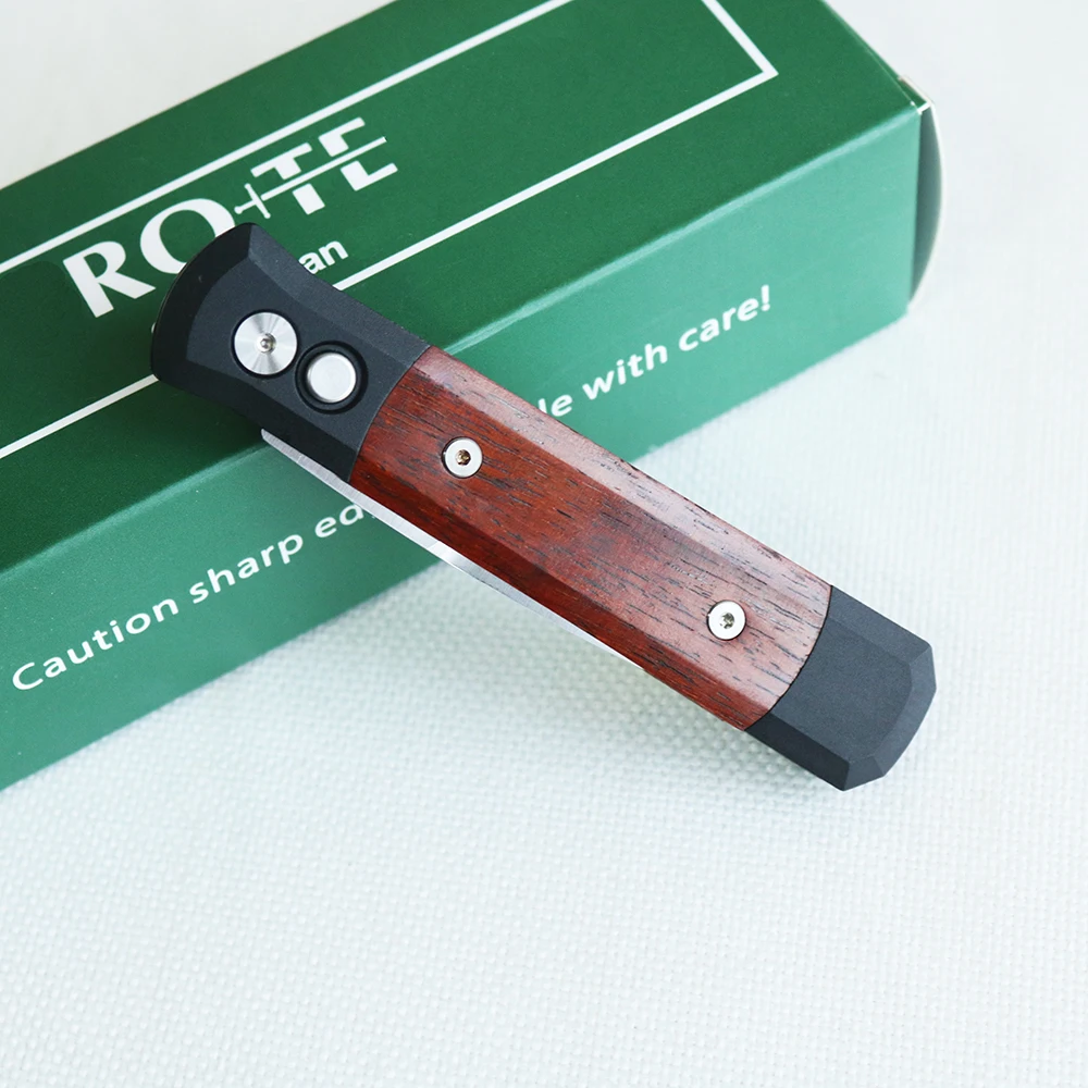 Складной нож Protech карманный клинок крестного отца из стали 440C с деревянной ручкой