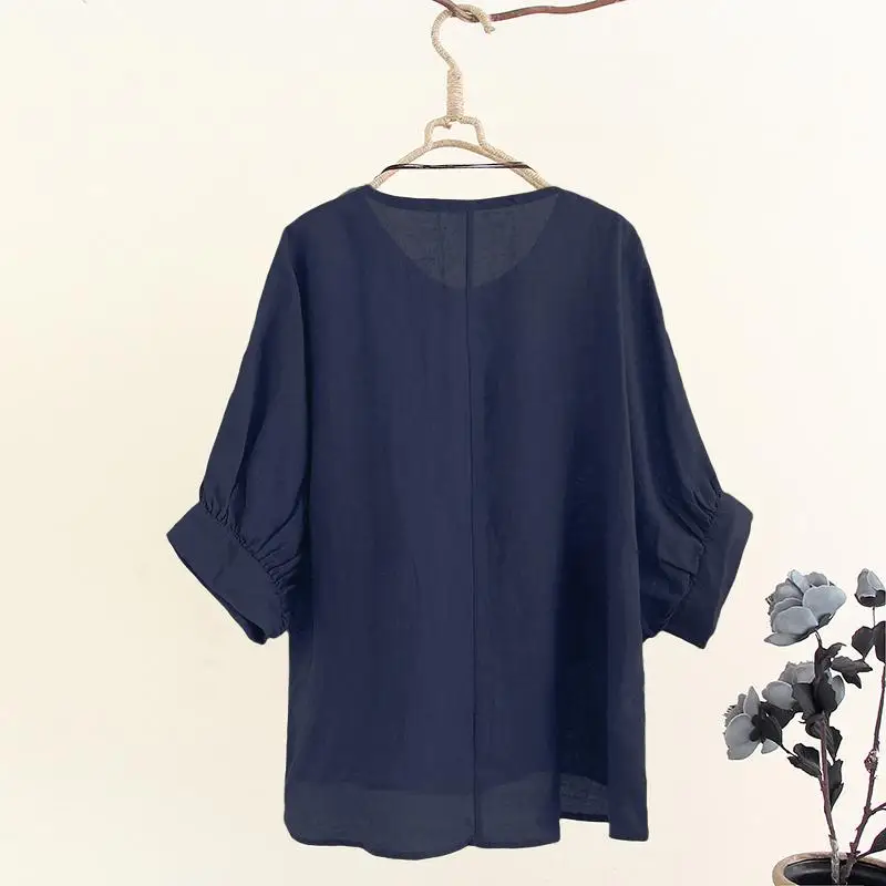 Blusas Top ZANZEA Женская Туника топы Осенние винтажные 3/4 рукав блузка для вечеринок повседневные вышитые Хлопковые женские рубашки свободного кроя