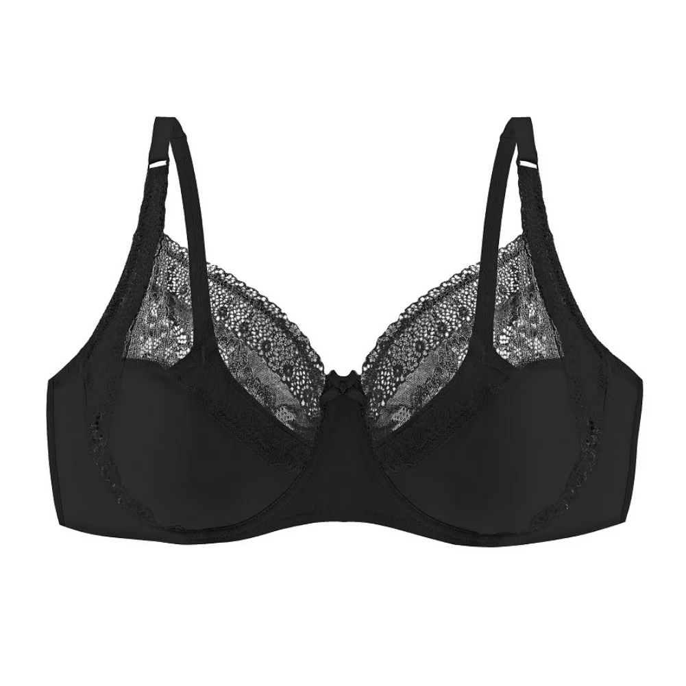 

Women's Plus Size Bra Thin Cup Lace Bralette Lingerie Top Ladies Push Up Underwire Adjusted-straps Underwear