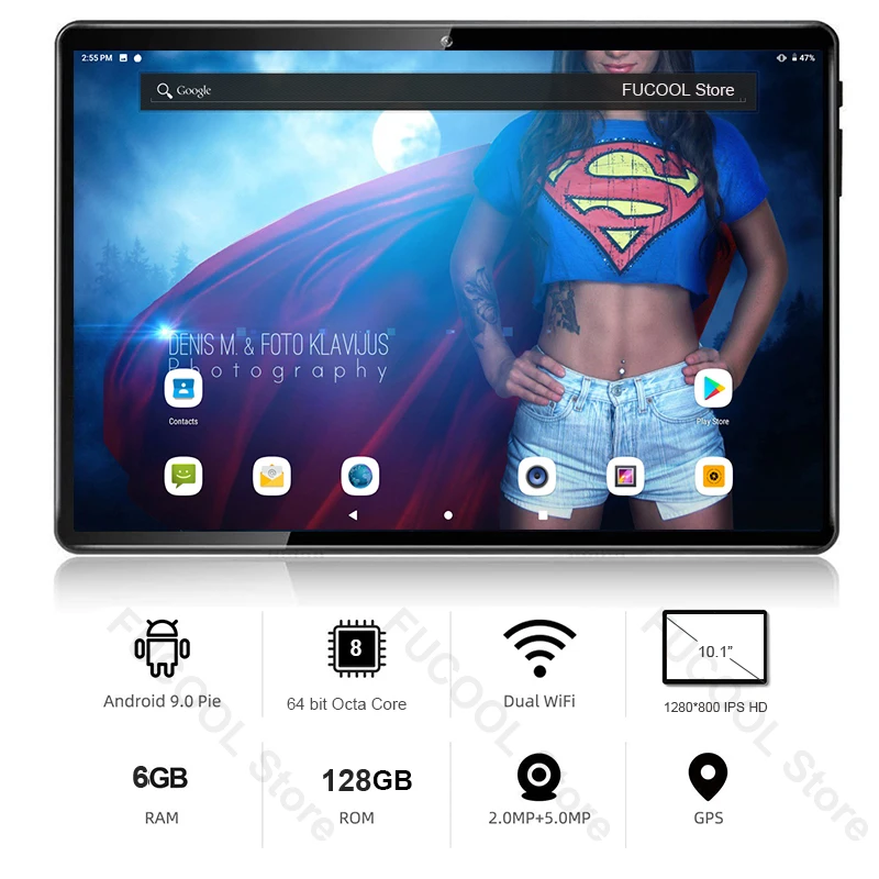 10 дюймовый планшет Octa Core 6 ГБ Оперативная память 128 Гб Встроенная ОС Android 9 0 Dual SIM карты 4 аппарат не привязан к