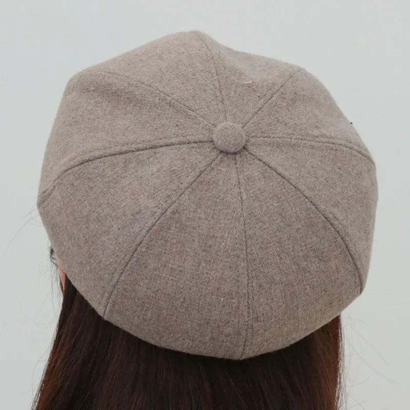 

Autumn Winter Octagonal Hats Women gray beige pink white Octagonal Newsboy Cap Men Ladies Casual Wool Hat Winter Beret Women Cap