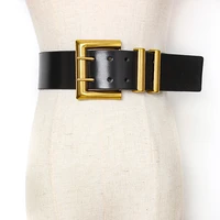 2022 top luxury designer brand double ring buckle belt high quality women leather dress 6cm wide goth strap for jeans waistband
