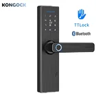 Bluetooth TTlock APP умный электрический дверной замок с отпечатком пальца, цифровой пароль RFIC card key доступ для отелей и квартиры airbnb