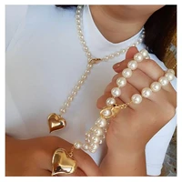 elegant retro faux pearl adjustable heart pendant necklace for women fashion party decoration 2021 trendy new jewelry accessorie