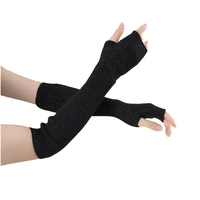 sparsil cashmere long fingerless gloves women arm warmers goth knitted wool mittens winter white punk elbow sleeve glove girls